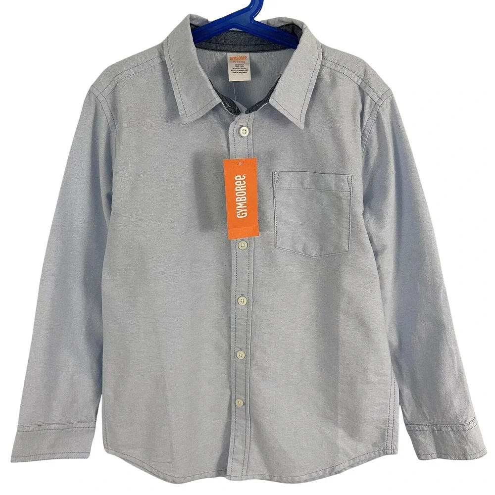 NWT Gymboree‎ Boys M 7-8 Long Sleeve Button Down Oxford Shirt Light Bue